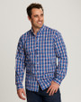 Cutter & Buck Long Sleeve Mens Big & Tall Performance Caleb Plaid Shirt Aquatic Front