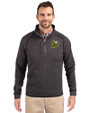 Baldwin Wallace Yellow Jackets Cutter & Buck Mainsail Sweater-Knit Mens Half Zip Pullover Jacket Charcoal Heather Front