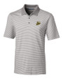 Baldwin Wallace Yellow Jackets Cutter & Buck Forge Tonal Stripe Stretch Mens Big and Tall Polo Polished Medium Gray Mannequin