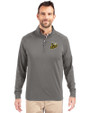 Baldwin Wallace Yellow Jackets Cutter & Buck Adapt Eco Knit Stretch Recycled Mens Quarter Zip Pullover Elemental Grey Front