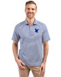 Embry-Riddle Eagles Cutter & Buck Virtue Eco Pique Stripe Recycled Mens Polo Tour Blue Front