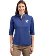 Embry-Riddle Eagles Cutter & Buck Virtue Eco Pique Recycled Half Zip Pullover Womens Hoodie Tour Blue Front