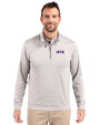 NYU Violets Cutter & Buck Stealth Heathered Quarter Zip Mens Pullover Polished Medium Gray Front