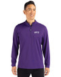 NYU Violets Cutter & Buck Virtue Eco Pique Recycled Quarter Zip Mens Pullover College Purple Front