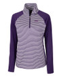 NYU Violets Cutter & Buck Forge Tonal Stripe Stretch Half Zip Womens Top College Purple Mannequin