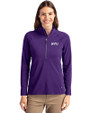 NYU Violets Cutter & Buck Adapt Eco Knit Stretch Recycled Womens Half Zip Pullover College Purple Front