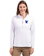 Embry-Riddle Eagles Cutter & Buck Adapt Eco Knit Stretch Recycled Womens Half Zip Pullover White Front