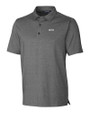 NYU Violets Cutter & Buck Forge Heathered Stretch Mens Polo Charcoal Heather Mannequin