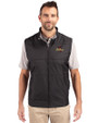 Tulsa Golden Hurricane Cutter & Buck Stealth Hybrid Quilted Mens Big and Tall Windbreaker Vest Black Front