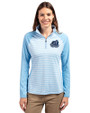 Old Dominion Monarchs College Vault - Cutter & Buck Forge Tonal Stripe Stretch Half Zip Womens Top Atlas Light Blue Front