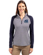 Old Dominion Monarchs College Vault - Cutter & Buck Forge Tonal Stripe Stretch Half Zip Womens Top Liberty Navy Front