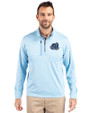 Old Dominion Monarchs College Vault - Cutter & Buck Stealth Heathered Quarter Zip Mens Pullover Atlas Light Blue Front