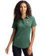 Cal Poly Mustangs Cutter & Buck Prospect Eco Textured Stretch Recycled Womens Short Sleeve Polo Hunter Green Front