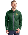Cal Poly Mustangs Cutter & Buck Adapt Eco Knit Hybrid Recycled Mens Full Zip Jacket Hunter Green Front