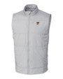 Texas Rio Grande Valley Vaqueros Cutter & Buck Stealth Hybrid Quilted Mens Big and Tall Windbreaker Vest Polished Medium Gray Mannequin