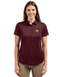 Texas State Bobcats Cutter & Buck Prospect Eco Textured Stretch Recycled Womens Short Sleeve Polo Bordeaux Front