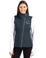 Old Dominion Monarchs College Vault - Cutter & Buck Mainsail Sweater Knit Womens Asymmetrical Vest Liberty Navy Heather Front