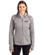 NYU Violets Cutter & Buck Mainsail Full Zip Hooded Womens Jacket Polished Heather Front
