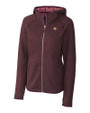 Texas State Bobcats Cutter & Buck Mainsail Full Zip Hooded Womens Jacket Bordeaux Heather Mannequin
