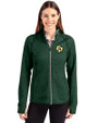 Cal Poly Mustangs Cutter & Buck Mainsail Sweater-Knit Womens Full Zip Hooded Jacket Hunter Heather Front