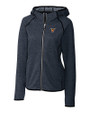 Texas Rio Grande Valley Vaqueros Cutter & Buck Mainsail Full Zip Hooded Womens Jacket Liberty Navy Heather Mannequin