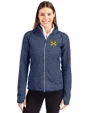 Quinnipiac Bobcats Cutter & Buck Mainsail Sweater-Knit Womens Full Zip Jacket Liberty Navy Heather Front