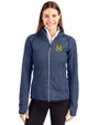 Quinnipiac Bobcats Cutter & Buck Mainsail Sweater-Knit Womens Full Zip Jacket Liberty Navy Heather Front