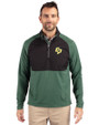 Cal Poly Mustangs Cutter & Buck Adapt Eco Knit Hybrid Recycled Mens Quarter Zip Hunter/Black Front
