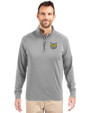 Quinnipiac Bobcats Cutter & Buck Adapt Eco Knit Stretch Recycled Mens Quarter Zip Pullover Polished Medium Gray Front