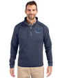 Old Dominion Monarchs College Vault - Cutter & Buck Mainsail Sweater-Knit Mens Half Zip Pullover Jacket Liberty Navy Heather Front