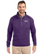 NYU Violets Cutter & Buck Mainsail Sweater-Knit Mens Half Zip Pullover Jacket College Purple Heather Front