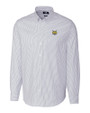 Quinnipiac Bobcats Cutter & Buck Stretch Oxford Stripe Mens Long Sleeve Dress Shirt Light Blue Mannequin