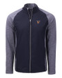 Texas Rio Grande Valley Vaqueros Cutter & Buck Adapt Eco Knit Hybrid Recycled Mens Big & Tall Full Zip Jacket Navy Blue Heather/Navy Blue Mannequin
