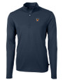 Texas Rio Grande Valley Vaqueros Cutter & Buck Virtue Eco Pique Recycled Quarter Zip Mens Big & Tall Pullover Navy Blue Mannequin