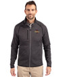 Tulsa Golden Hurricane Cutter & Buck Mainsail Sweater-Knit Mens Big and Tall Full Zip Jacket Charcoal Heather Front