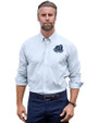 Old Dominion Monarchs College Vault - Cutter & Buck Stretch Oxford Stripe Mens Big and Tall Long Sleeve Dress Shirt Light Blue Front