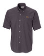 Tulsa Golden Hurricane Cutter & Buck Epic Easy Care Nailshead Mens Big and Tall Short Sleeve Dress Shirt Black Mannequin