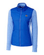 Tulsa Golden Hurricane Cutter & Buck Stealth Hybrid Quilted Womens Full Zip Windbreaker Jacket Chelan Blue Mannequin