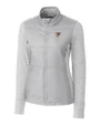 Texas Rio Grande Valley Vaqueros Cutter & Buck Stealth Recycled Hybrid Quilted Womens Windbreaker Jacket Polished Medium Gray Mannequin