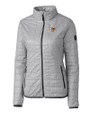 Texas Rio Grande Valley Vaqueros Cutter & Buck Rainier PrimaLoft®  Womens Eco Insulated Full Zip Puffer Jacket Polished Medium Gray Mannequin
