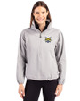 Quinnipiac Bobcats Cutter & Buck Charter Eco Recycled Womens Anorak Jacket Polished Medium Gray Front