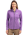 NYU Violets Cutter & Buck Adapt Eco Knit Heather Recycled Womens Full Zip College Purple Heather Front