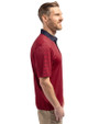 Fresno State Bulldogs Cutter & Buck Virtue Eco Pique Micro Stripe Recycled Mens Polo Red/Navy Blue Side