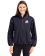 Green Bay Packers Americana Cutter & Buck Charter Recycled Packable Womens Half Zip Anorak Jacket Navy Blue Front