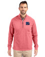 Cincinnati Bengals Americana Cutter & Buck Adapt Eco Knit Heather Mens Big & Tall Quarter Zip Pullover Cardinal Red Heather Front