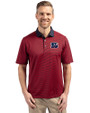 Cincinnati Bengals Americana Cutter & Buck Virtue Eco Pique Micro Stripe Recycled Mens Polo Red/Navy Blue Front