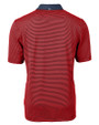 Carolina Panthers Americana Cutter & Buck Virtue Eco Pique Micro Stripe Recycled Mens Polo Red/Navy Blue Mannequin Back