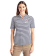 Green Bay Packers Americana Cutter & Buck Virtue Recycled Stripe Featherlight Pique Womens Half Zip Navy Blue Front