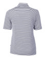 Carolina Panthers Americana Cutter & Buck Virtue Eco Pique Stripe Recycled Womens Top Navy Blue Mannequin Back