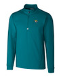 Jacksonville Jaguars Cutter & Buck Traverse Stretch Eco Quarter Zip Mens Big and Tall Pullover Teal Blue Mannequin